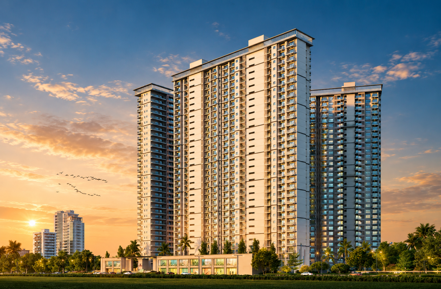 Tower Facade at Twilight